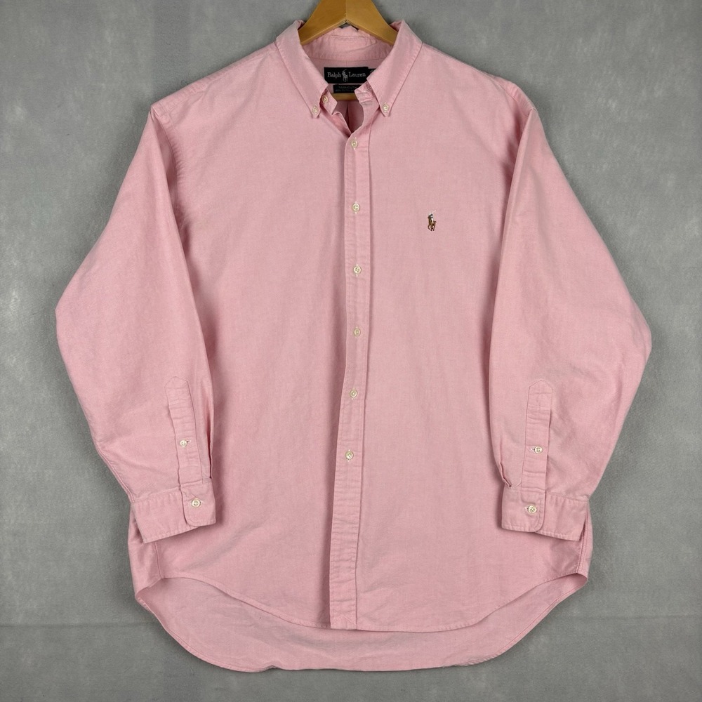 Polo Ralph Lauren Oxford Shirt Mens XL Pink Flesh Pony Long Sleeve OCBD Yarmouth - Picture 2 of 10